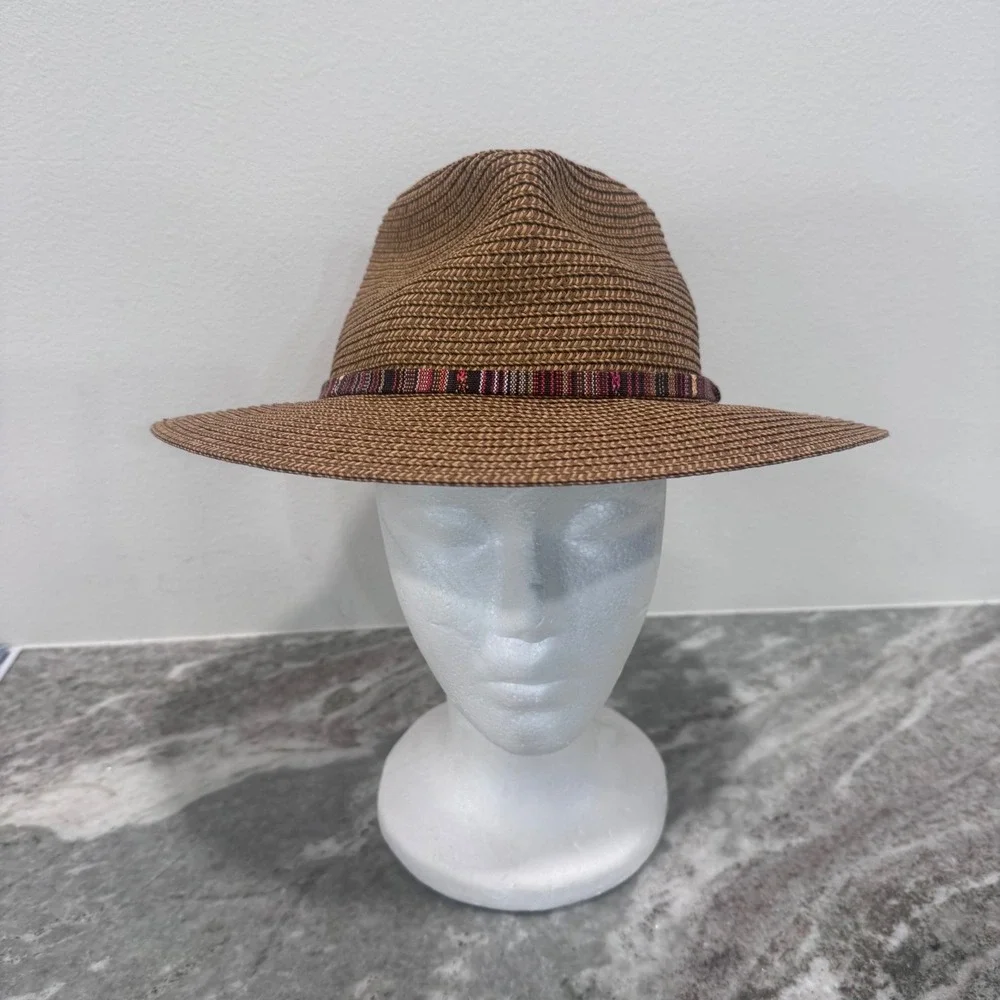 Wallaroo Hat Company Sedona Brown Straw Fedora Sun Hat Adjustable Packable